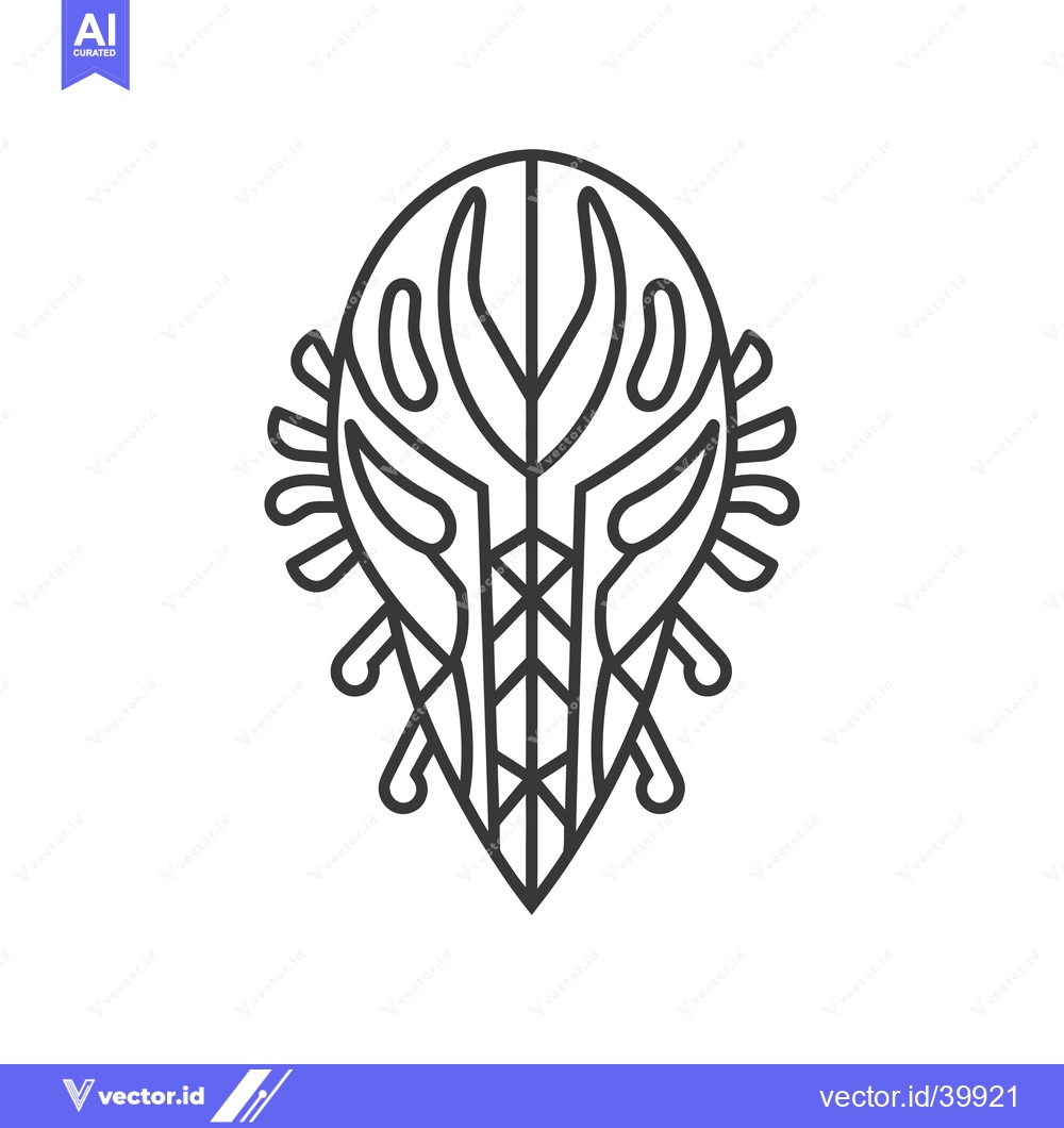 Premium Vector dari A detailed line art design depicting a decorative face mask
