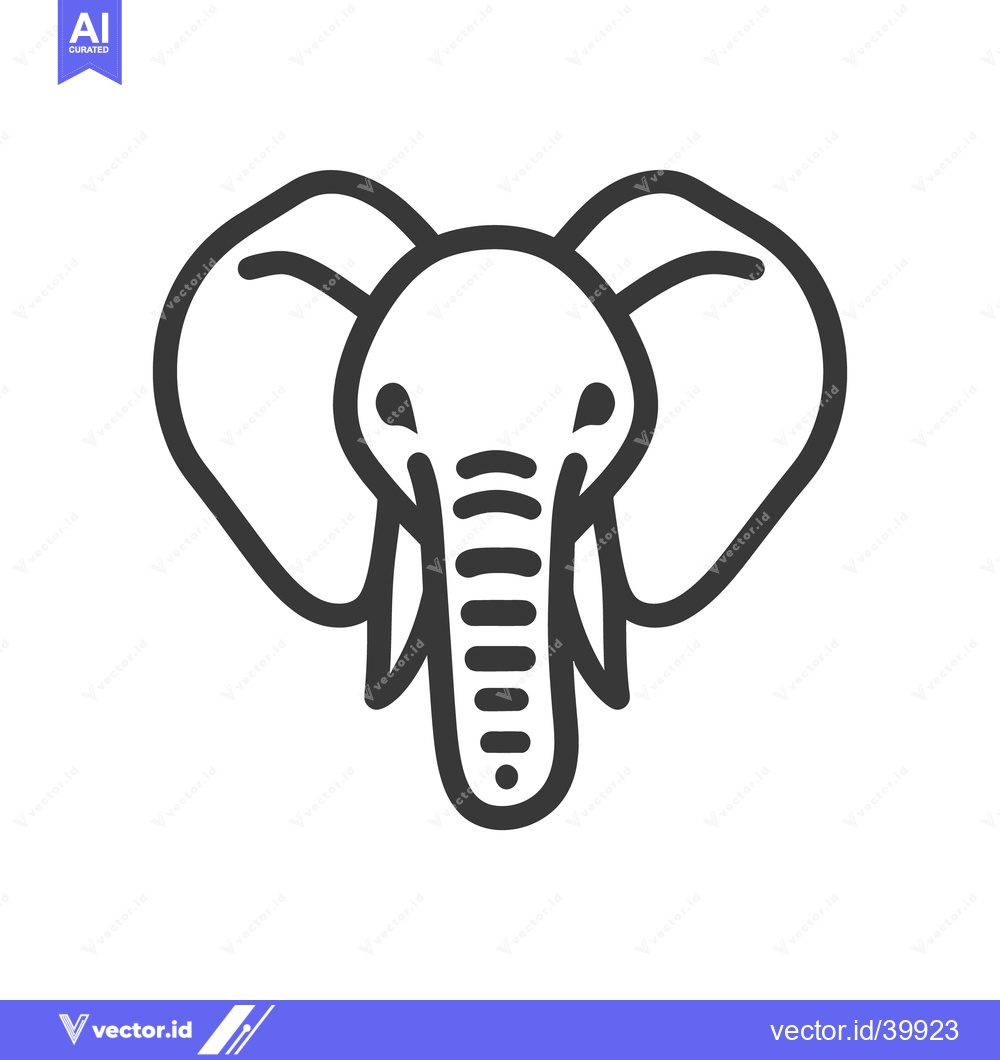 Premium Vector dari A Line Drawing Depicting The Front View Of An Elephant