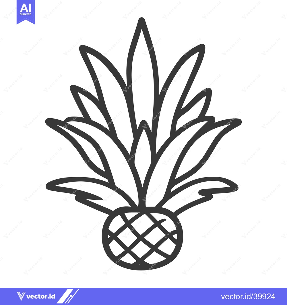 Premium Vector of A stylized black and white image of a pineapple fruit