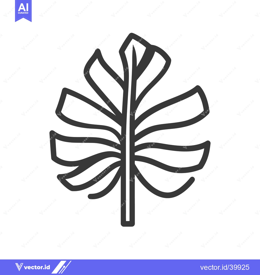 Premium Vector dari A detailed black and white minimalist illustration of a large leaf