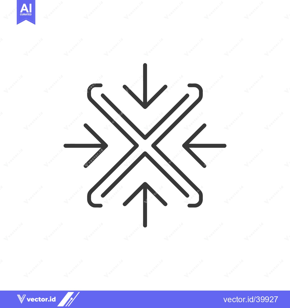 Premium Vector of Convergence: Four Arrows Pointing Inward, Minimalist Design on White B