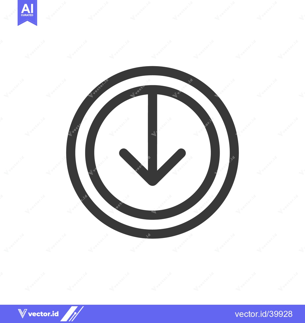 Premium Vector dari Downward Arrow Inside Double Circle, Minimalist Vector Icon Design