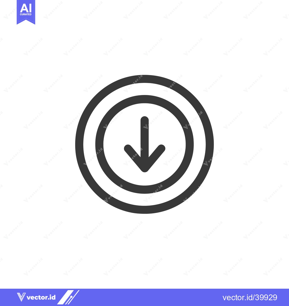 Premium Vector dari Downward Arrow Icon Encased in Double Circle, Minimalist Design