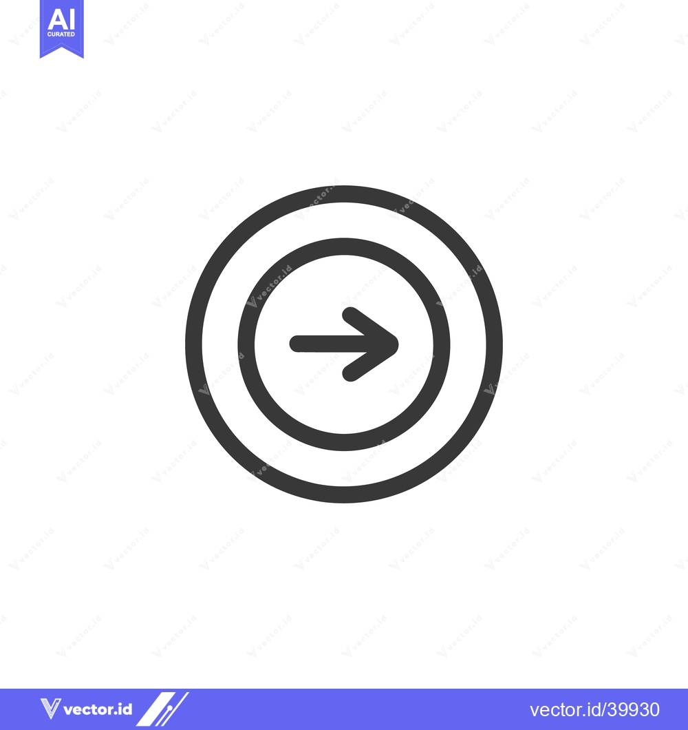 Premium Vector dari Sleek Right Arrow Icon Encased in Double Circle, Modern Design