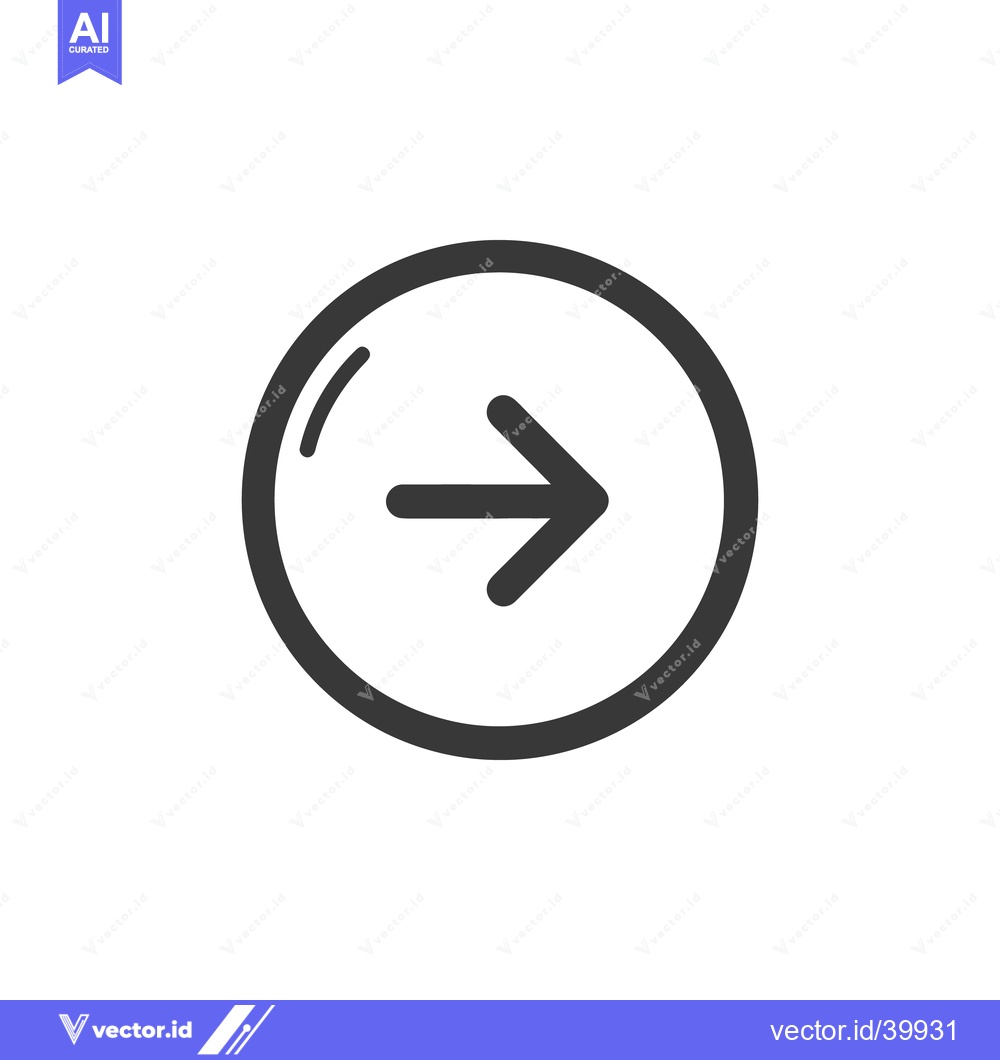 Premium Vector dari Sleek Right Arrow Icon Encased in a Circular Frame on White Background