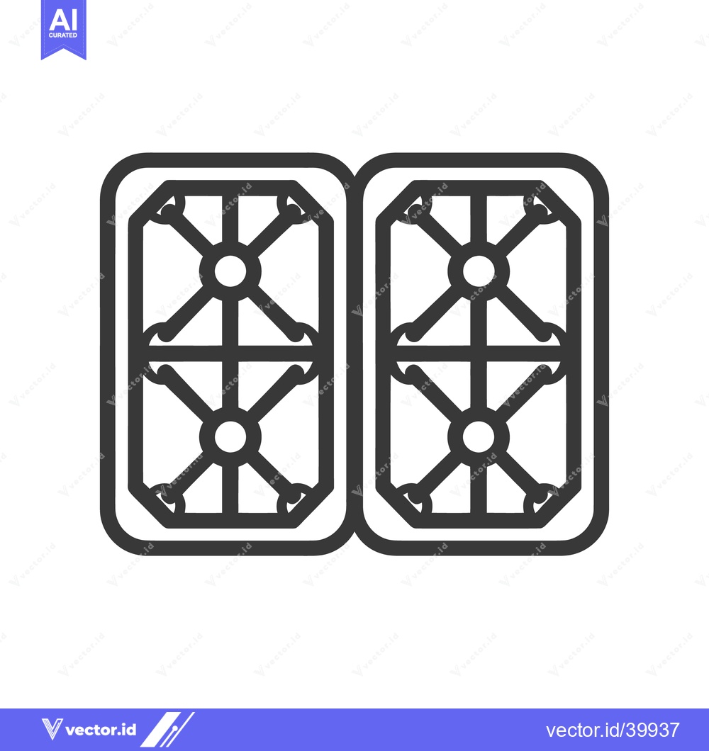 Premium Vector of Minimalist Line Art: Two-Burner Gas Stove Top Icon Design