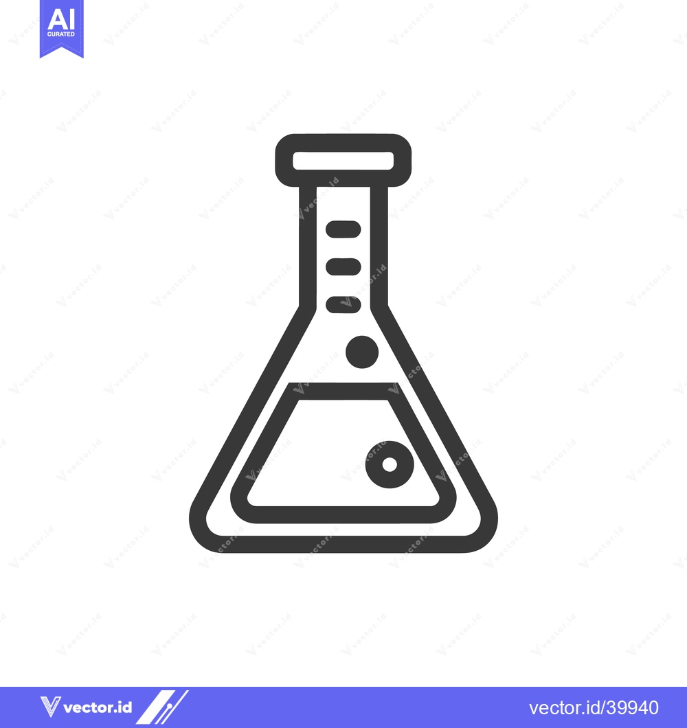 Premium Vector dari Minimalist Erlenmeyer Flask Icon with Bubbles and Liquid