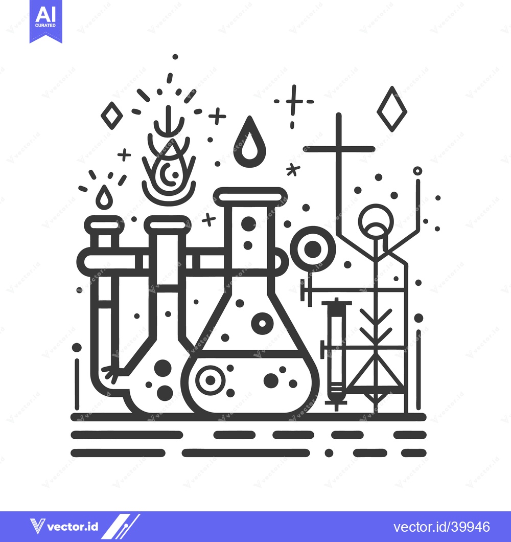 Premium Vector of Illustration of laboratory equipment with symbols and stylized element
