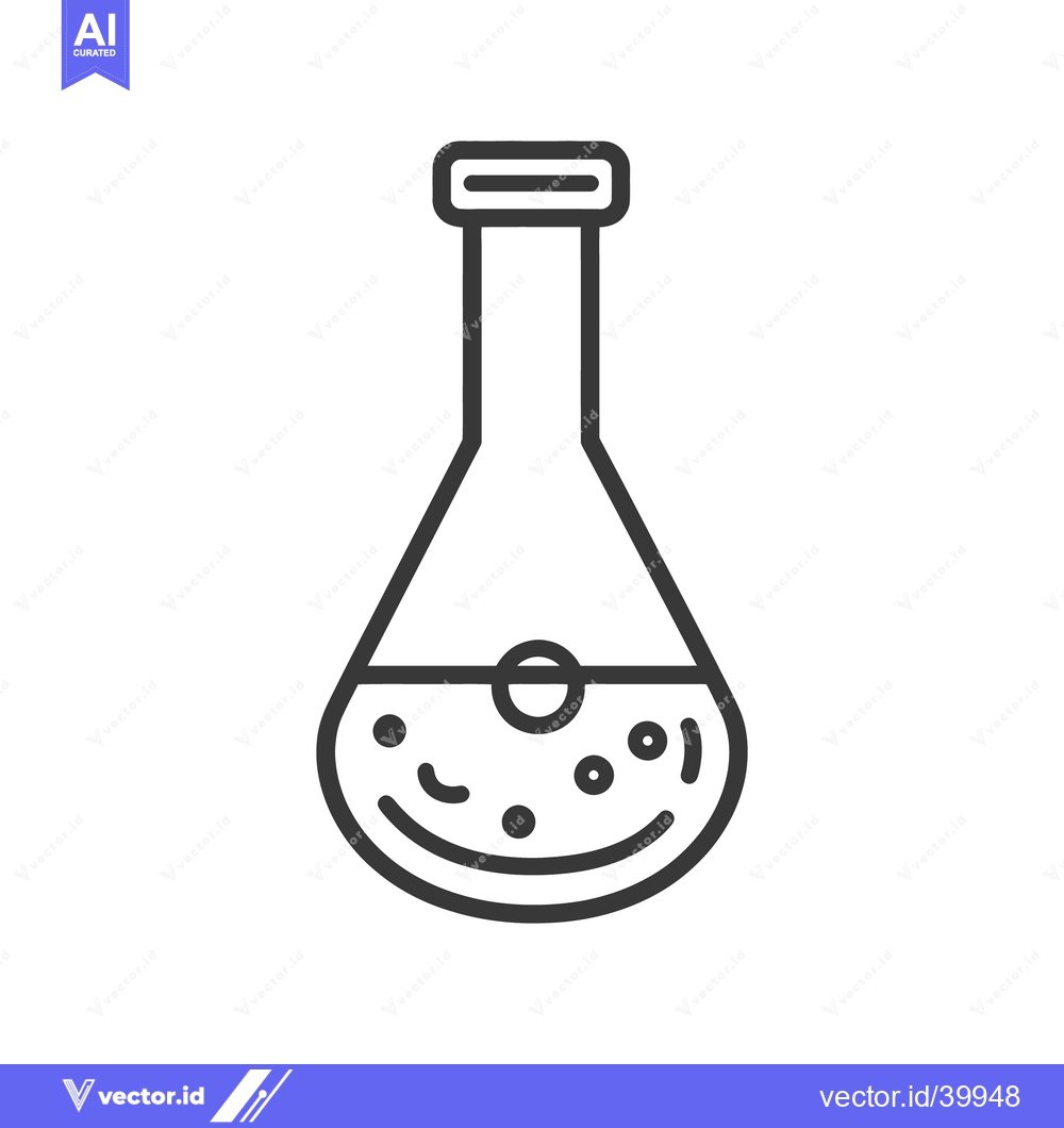 Premium Vector dari A simple black and white illustration of a flask with liquid