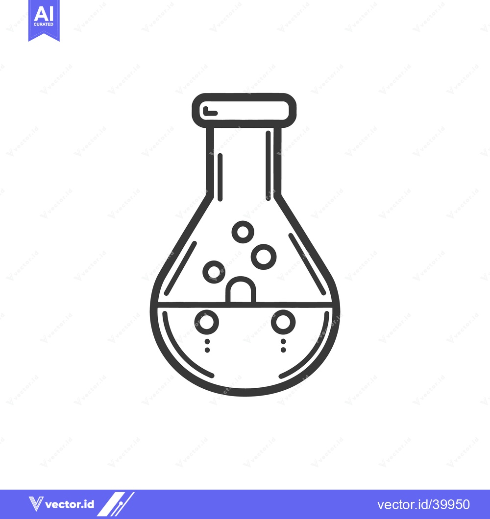 Premium Vector of A laboratory flask with liquid and air bubbles is shown