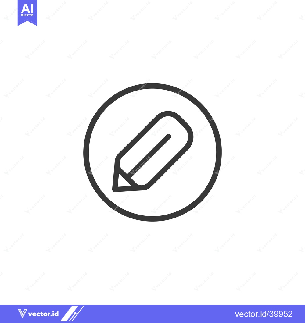 Premium Vector dari Minimalist Pencil Icon in Circle, Bold Outline, Clean Design