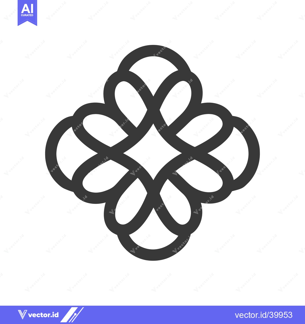 Premium Vector of Elegant Dark Gray Quatrefoil Knot on White Background