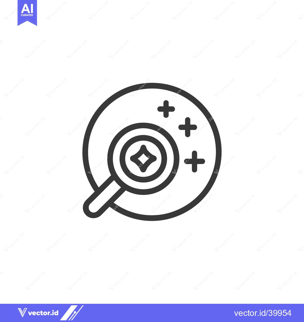 Premium Vector dari Magnifying Glass Examining a Star Inside a Circle Icon