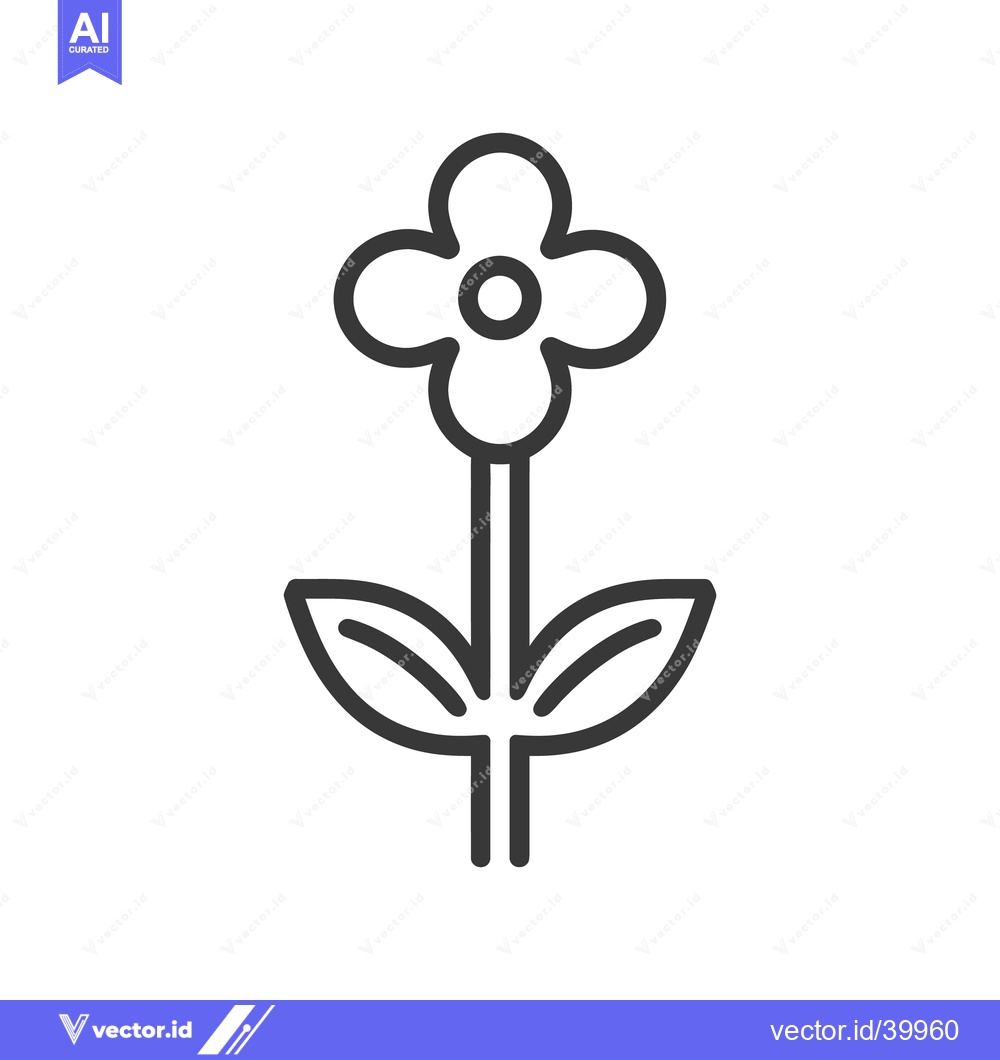 Premium Vector of A simple black and white illustration of a flower and leaves