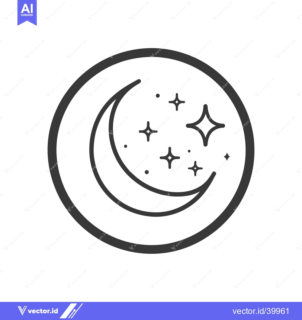 Premium Vector of A circular black and white illustration of the moon and stars