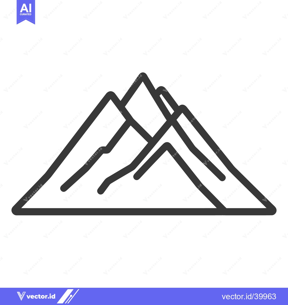 Premium Vector dari A stylized outline drawing showing several mountains on display
