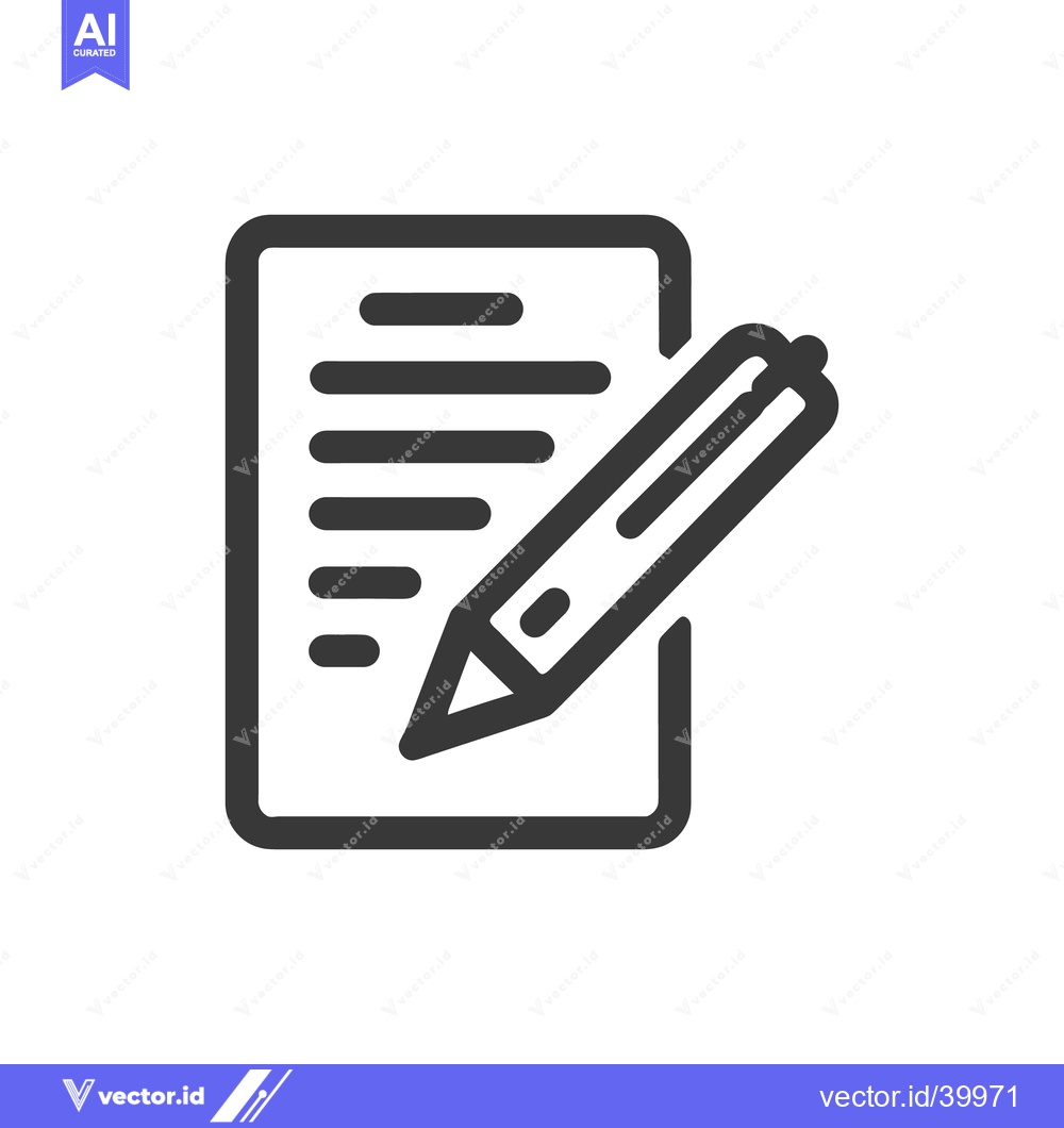 Premium Vector dari Minimalist Icon: Document with Pencil, Writing and Editing Concept