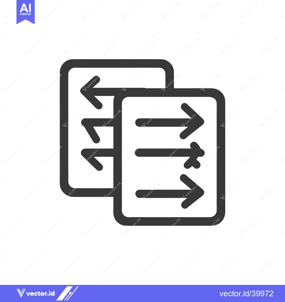 Premium Vector of Data Transfer Icon: Two Documents with Opposing Arrows, Simple Design