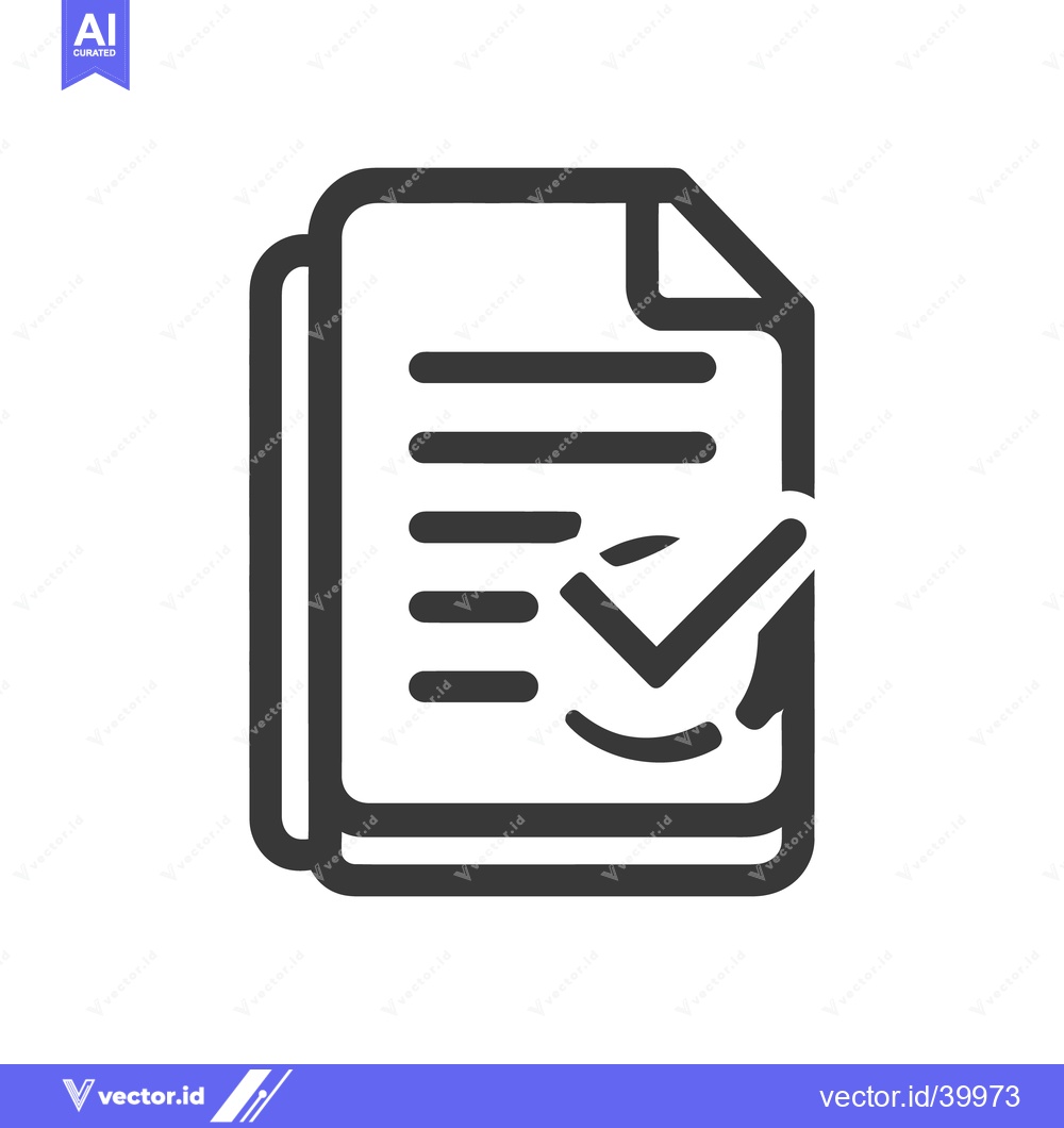 Premium Vector dari Document Approval Icon: Stacked Papers with Checkmark Symbol