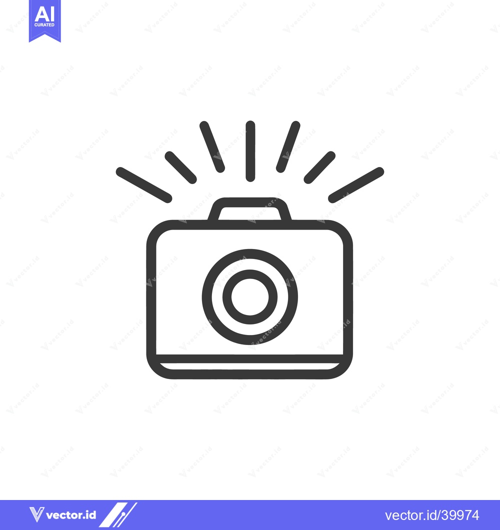 Premium Vector dari Camera Icon with Flash, Photography Symbol, Minimalist Design, Black a