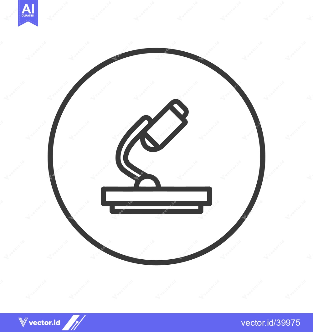 Premium Vector dari Minimalist Microscope Icon in Circle, Science Symbol