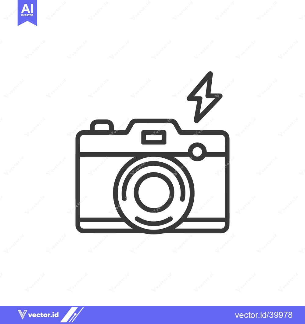 Premium Vector dari Minimalist Camera Icon with Flash Symbol, Photography Concept