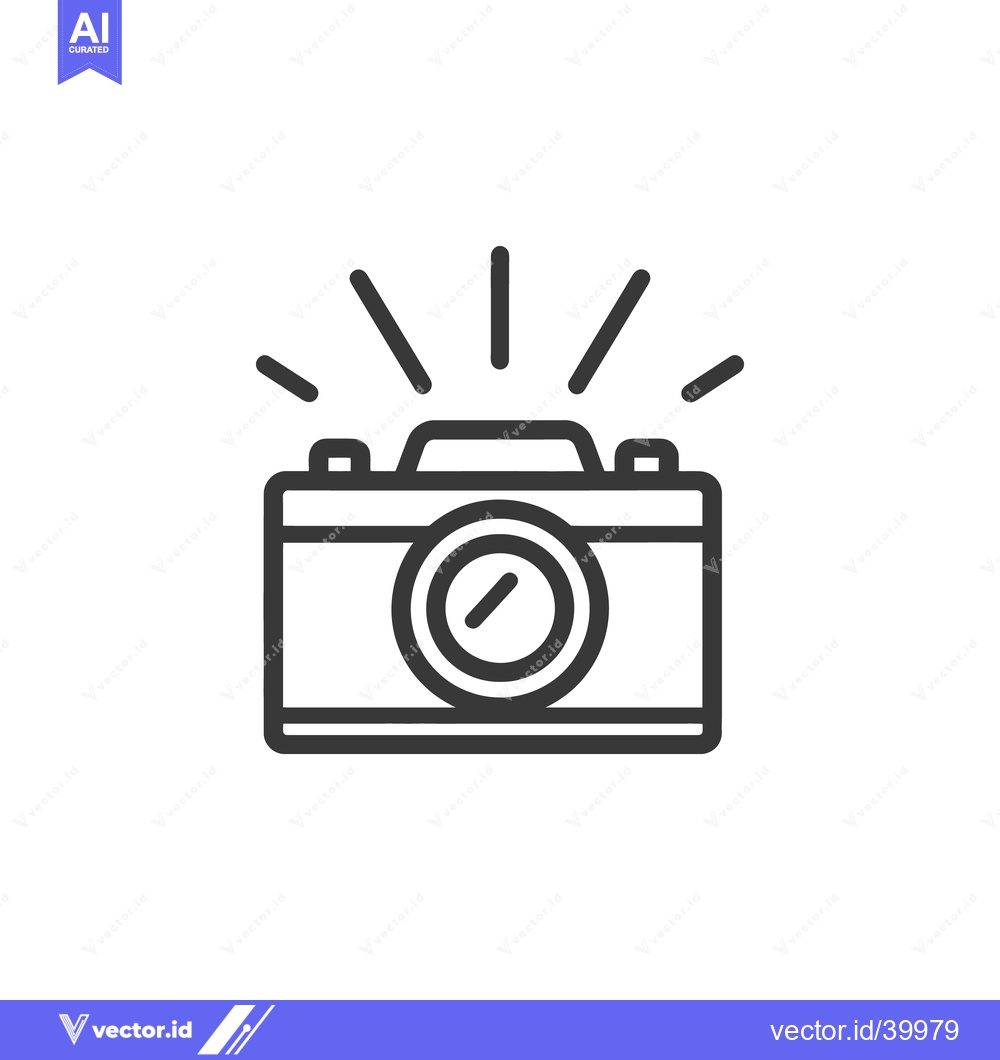 Premium Vector dari Modern Camera Icon with Flash, Photography Symbol, Minimalist Design