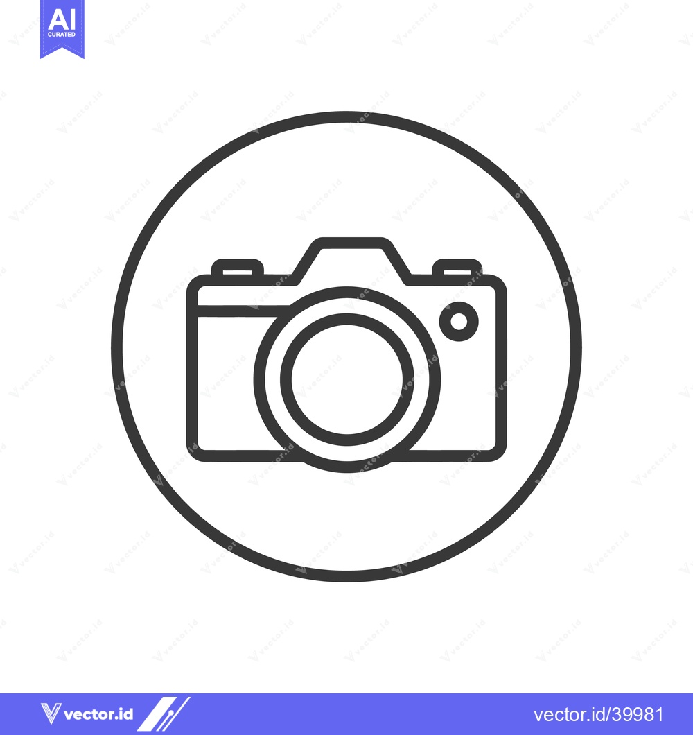 Premium Vector of Minimalist Camera Icon in Circle, Photography Symbol