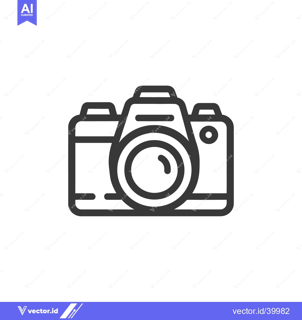 Premium Vector of Minimalist Camera Icon: Bold Outline on White Background, Photography