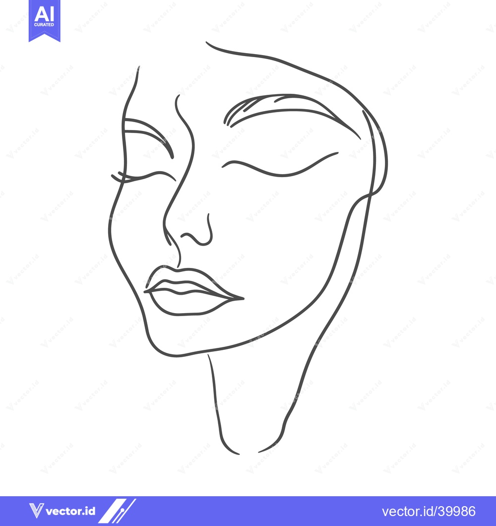 Premium Vector dari A delicate line drawing depicting a human female face