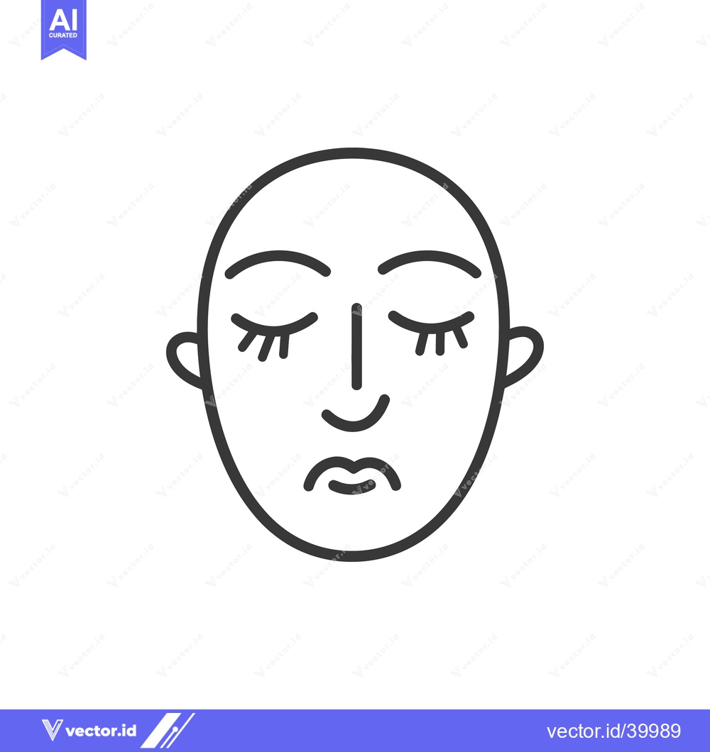Premium Vector dari A simple line drawing of a face with closed eyes