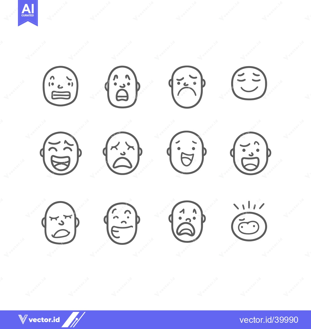 Premium Vector dari Twelve Illustrated Faces Showing Various Human Emotional Expressions