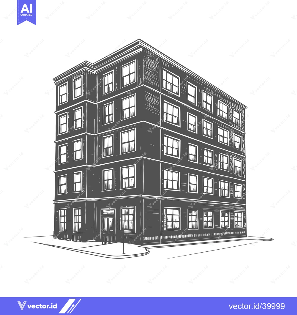 Premium Vector of A Multi Story Building Illustration Featuring Many Windows