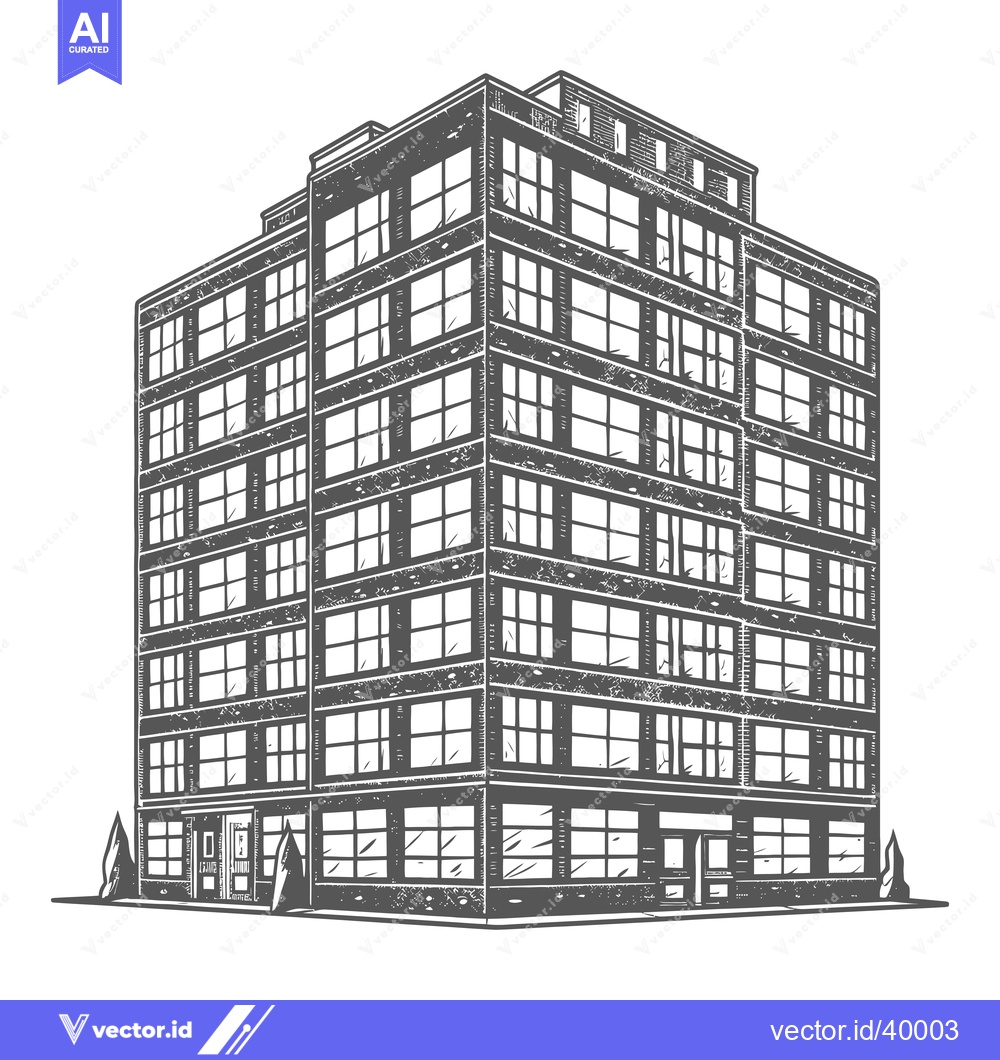 Premium Vector of Urban Apartment Building Architectural Illustration Design