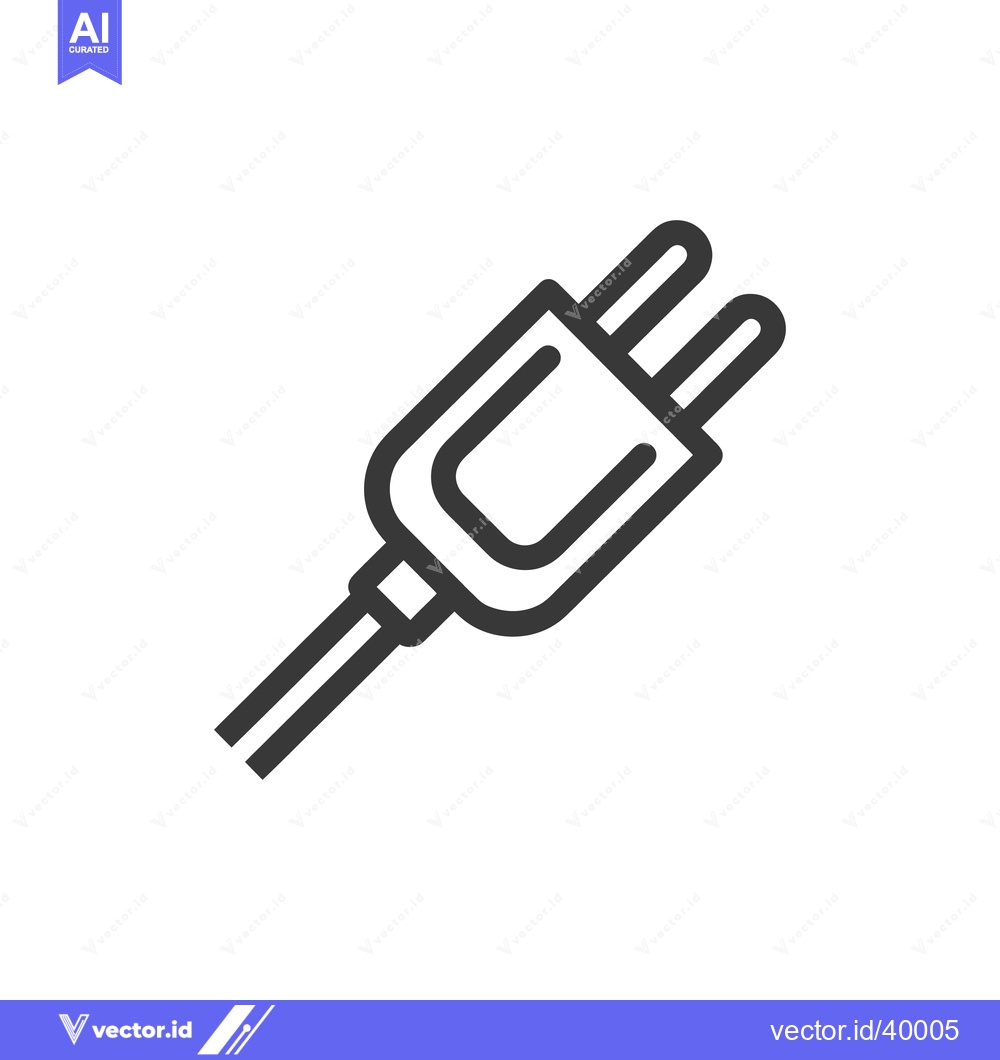 Premium Vector of Minimalist Power Plug Icon: Black Outline on White Background
