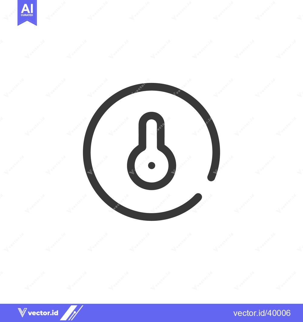 Premium Vector of Minimalist Thermometer Icon: Circular Outline with Temperature Indicat
