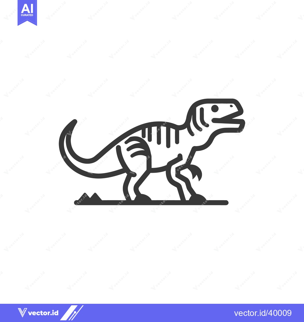 Premium Vector dari A simple black and white illustration of a dinosaur walking along
