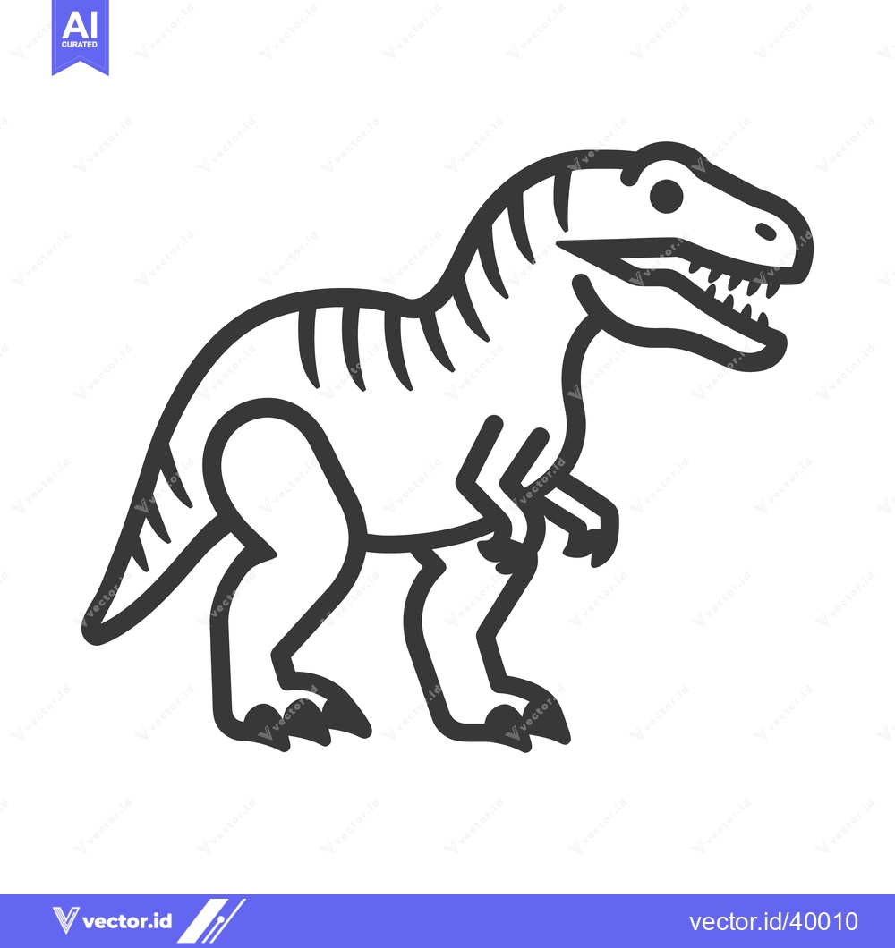 Premium Vector of A black and white illustration of a fearsome dinosaur creature