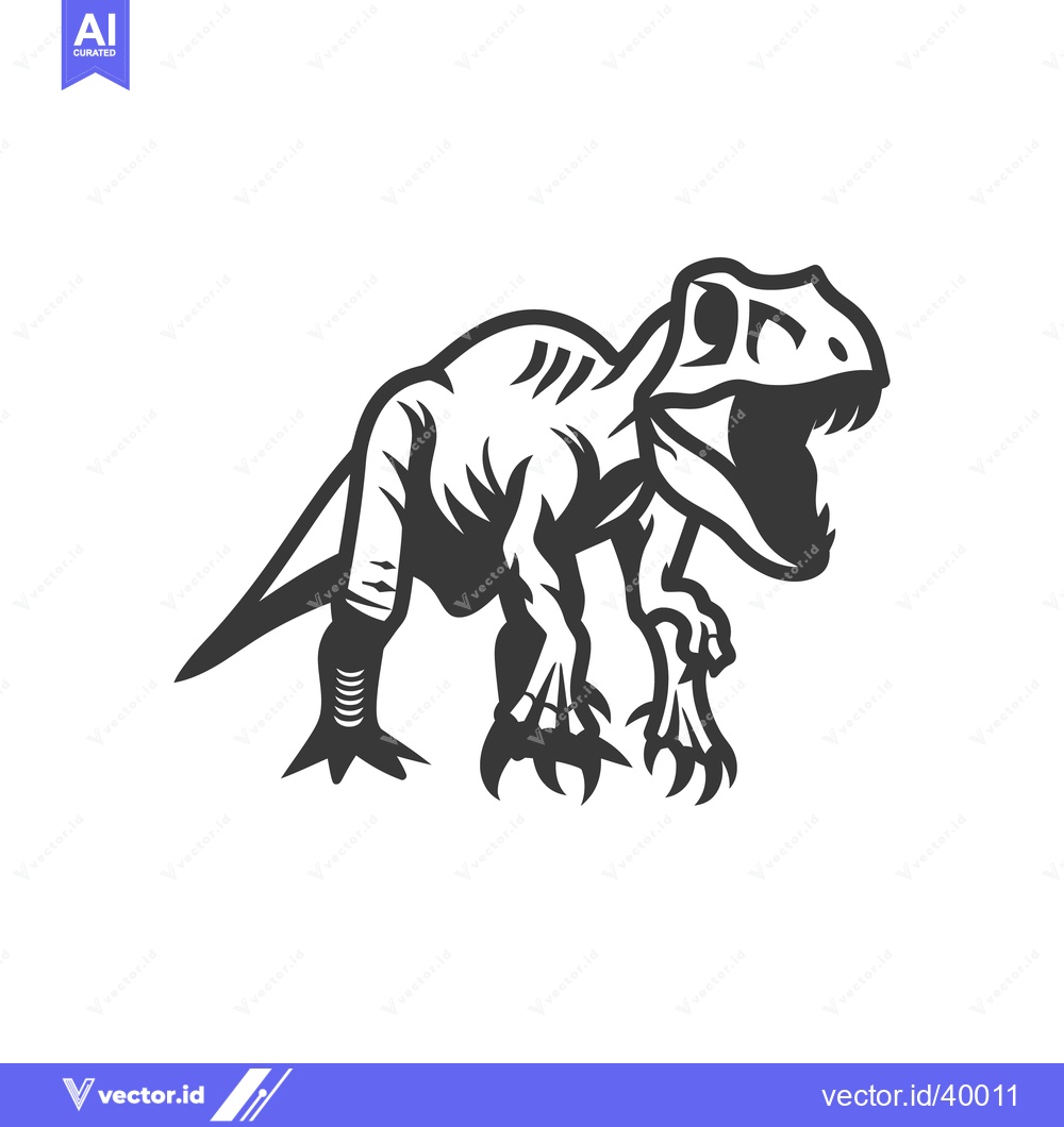 Premium Vector dari A Fierce Detailed Black and White Image of a Dinosaur