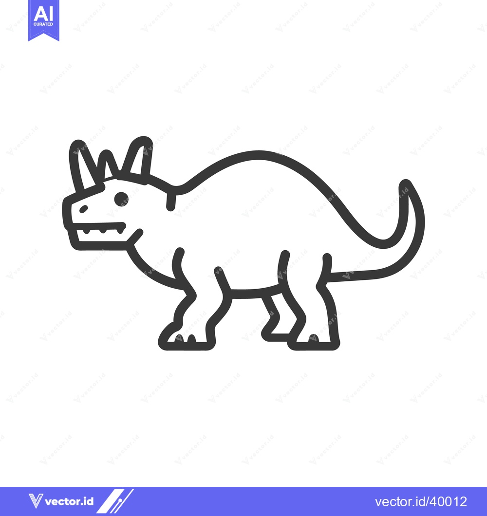 Premium Vector of Simple black and white graphic illustration of a triceratops dinosaur