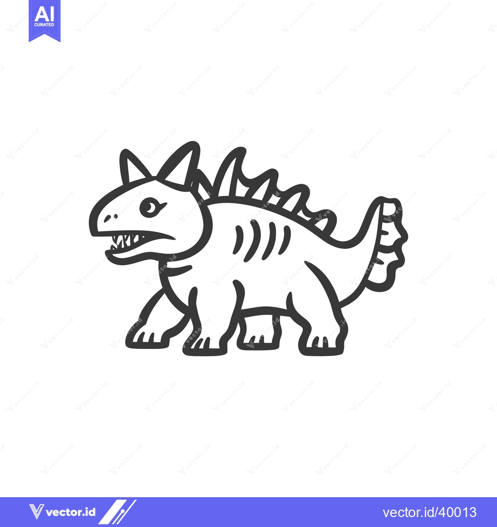Premium Vector dari A cartoon illustration of a stylized dinosaur creature in profile