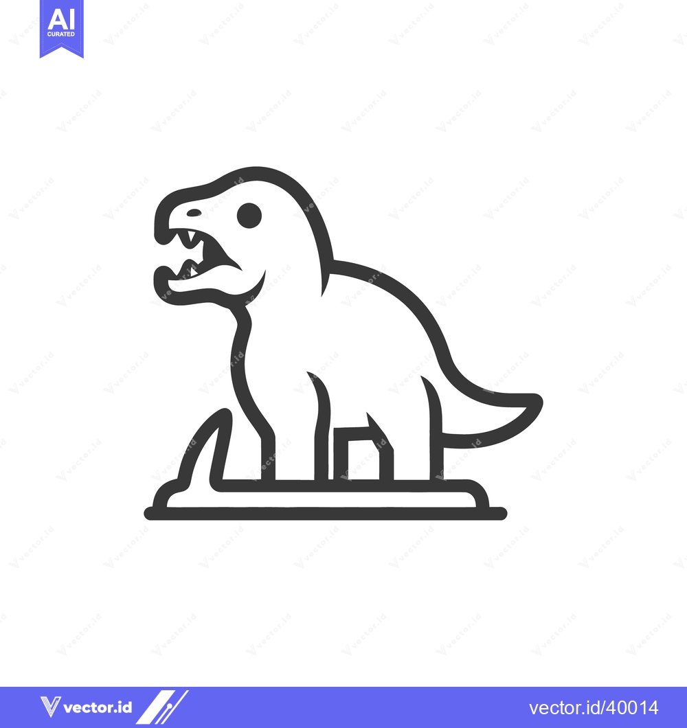 Premium Vector dari A stylized cartoon dinosaur standing with open mouth in profile