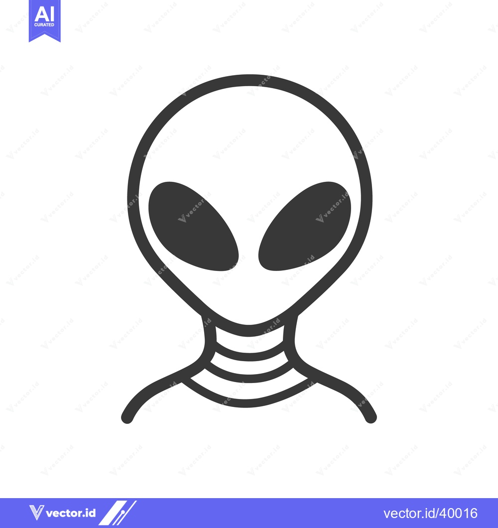 Premium Vector dari A simple graphic depicts a classic alien creature with large eyes
