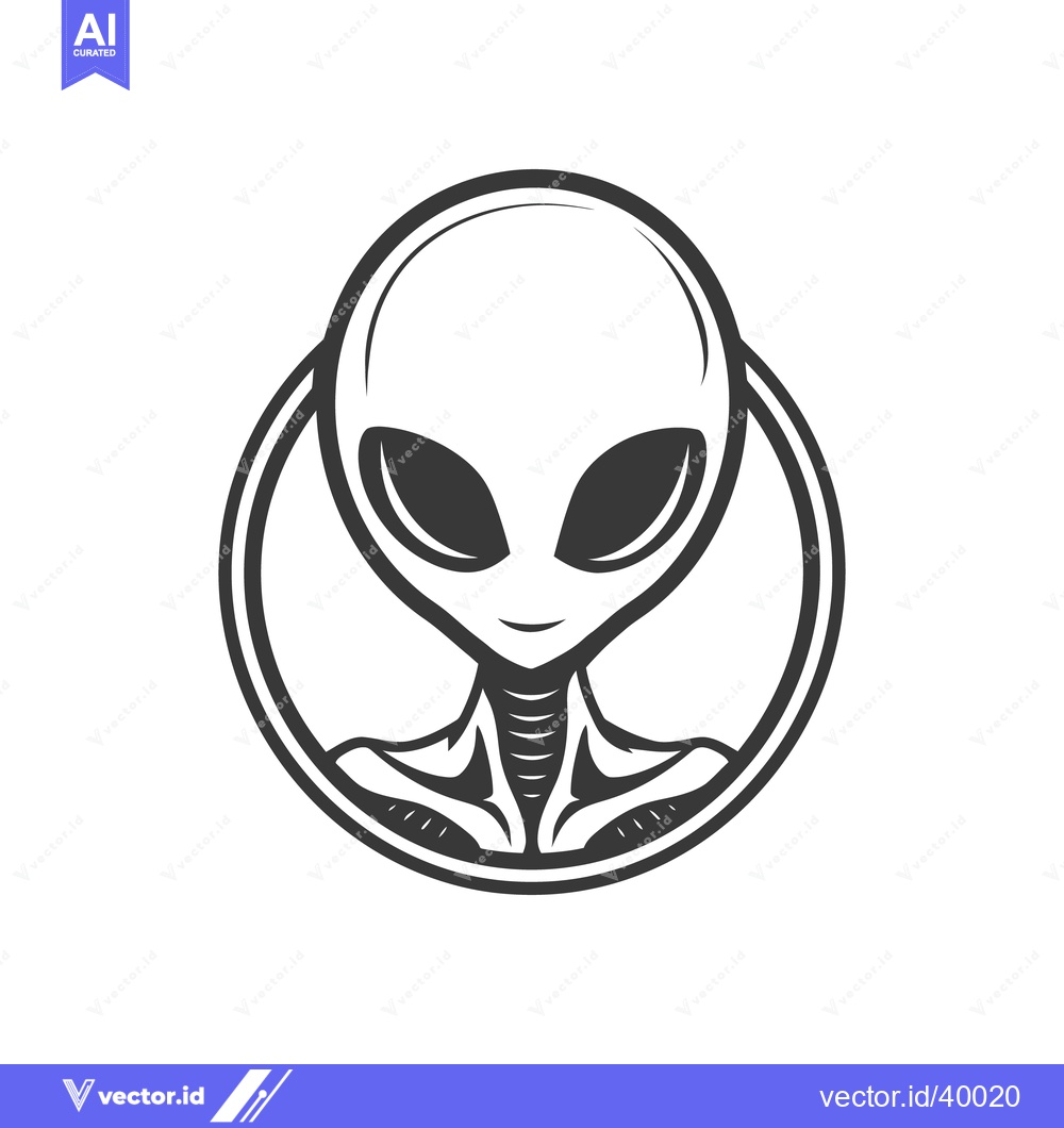 Premium Vector of Illustration depicts a friendly extraterrestrial being in a circle fra