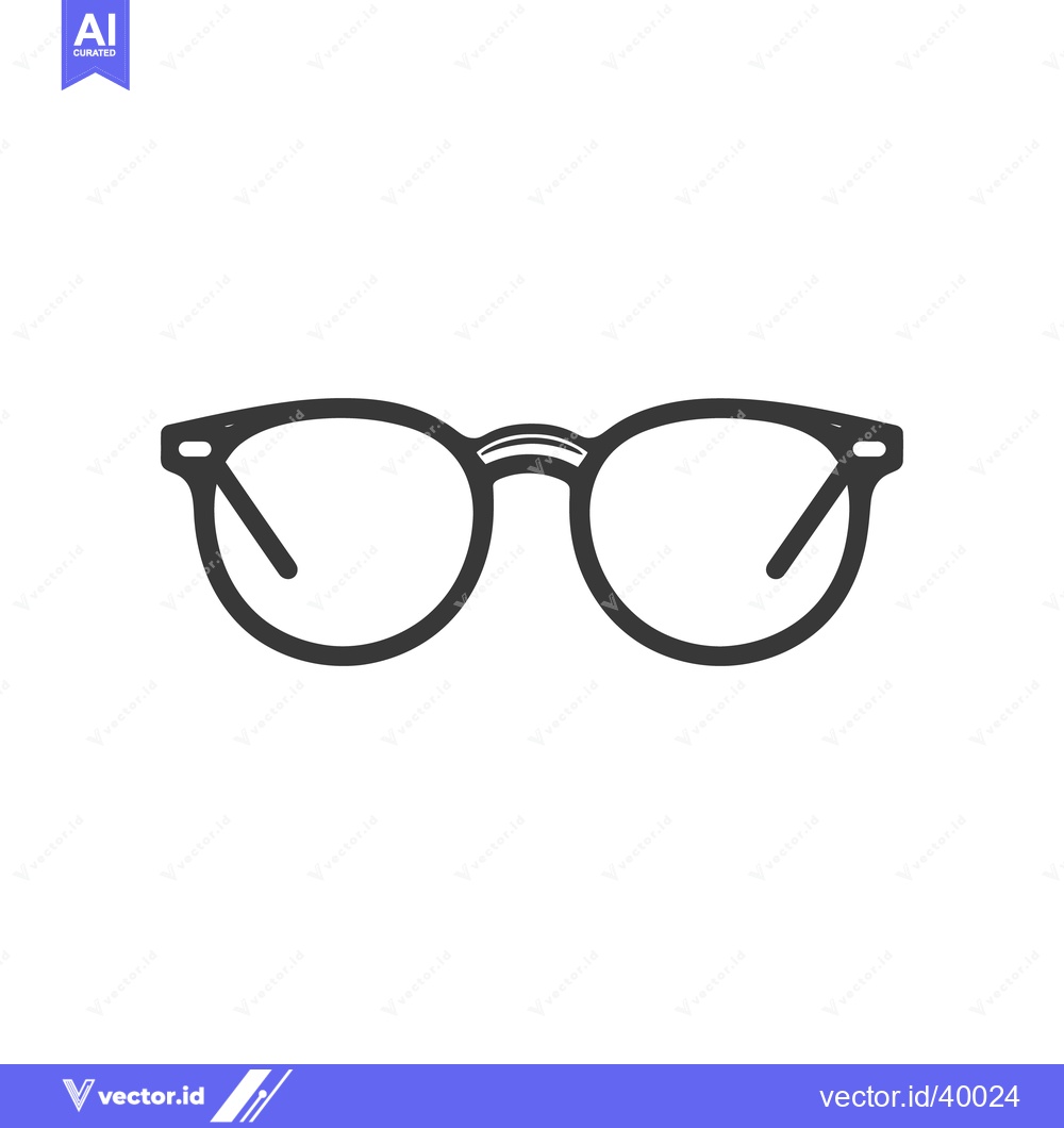Premium Vector dari Minimalist Eyeglasses Icon: Round Frames, Bold Outline on White