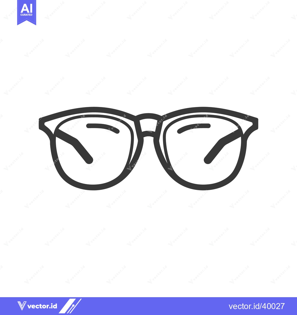 Premium Vector dari Bold Black-Framed Glasses: Minimalist Icon on White Background