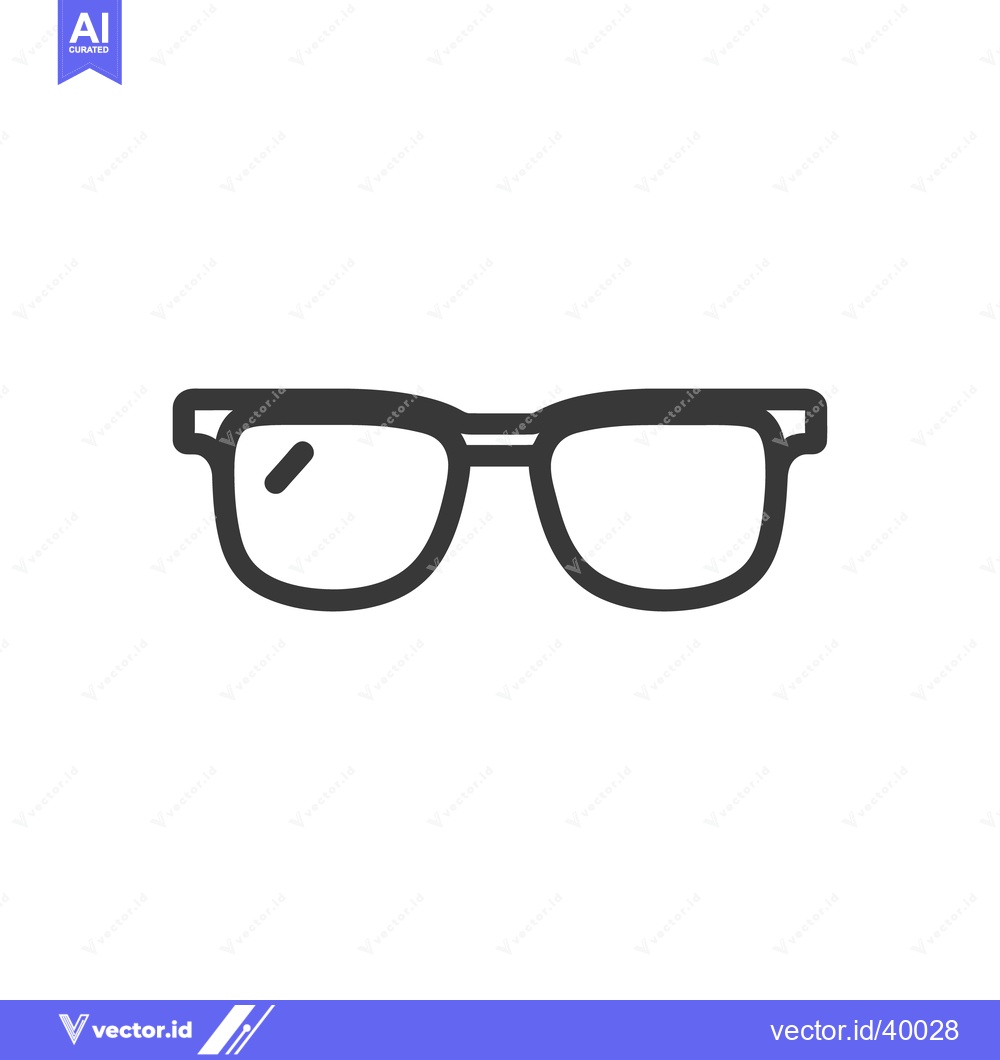 Premium Vector of Minimalist Eyeglasses Icon: Bold Outline on White Background, Vision C