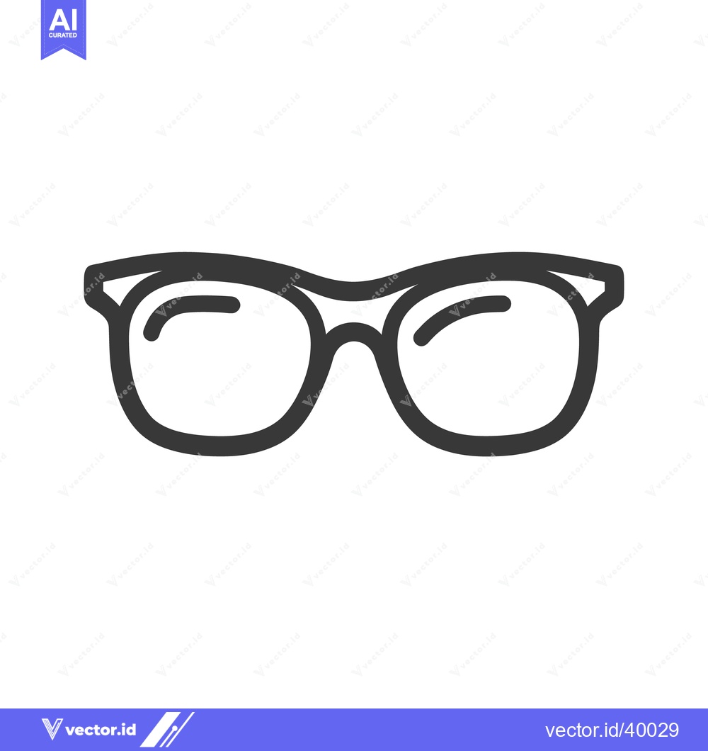 Premium Vector of Minimalist Eyeglasses Icon: Bold Outline on White Background