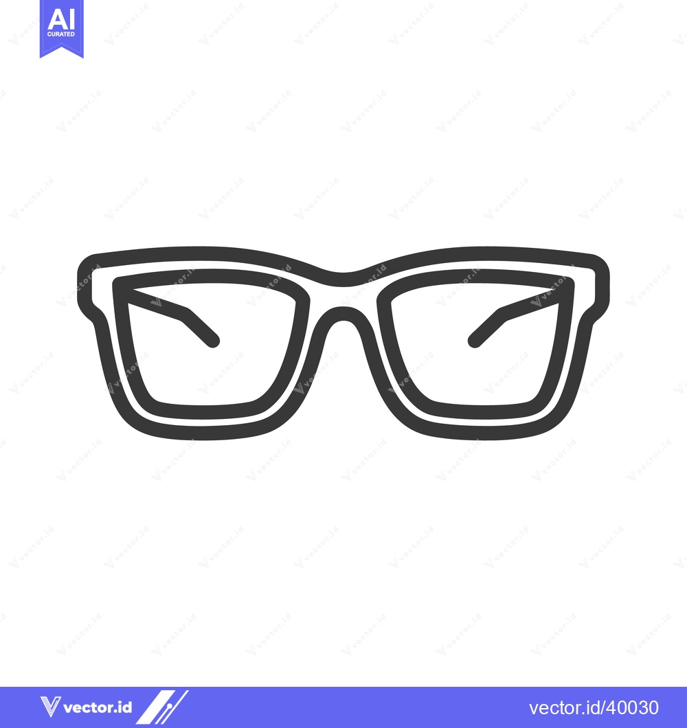 Premium Vector of Bold Outline of Stylish Square Eyeglasses on White Background