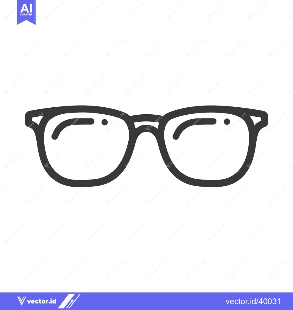 Premium Vector of Minimalist Glasses Icon: Bold Outline on White Background, Vision Symb